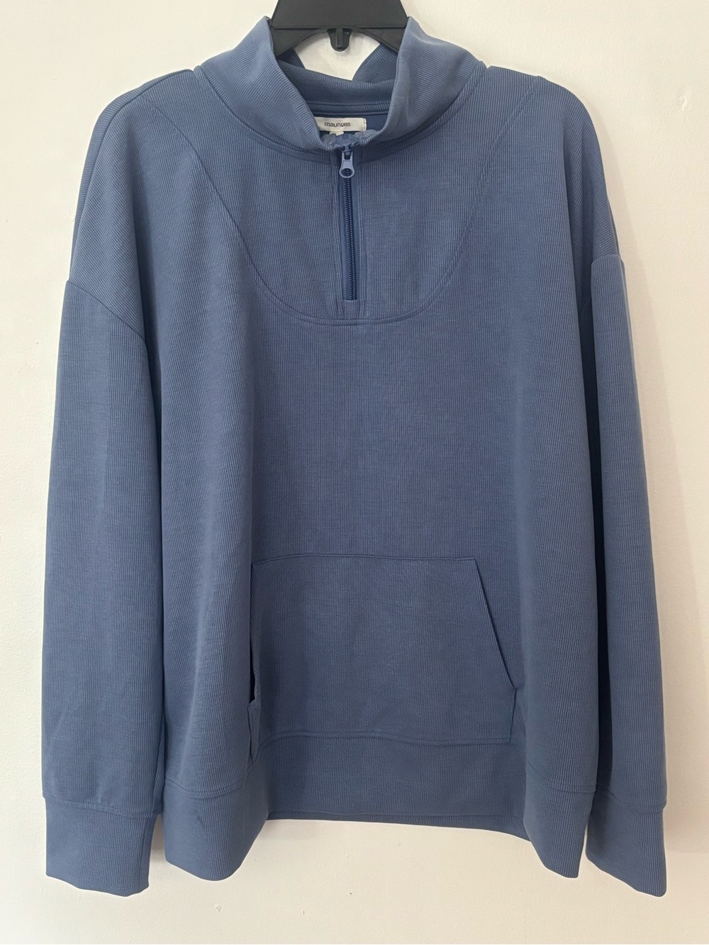 Maurices Blue Ribbed Quarter Zip Pullover Sweatshirt Size Large NWT